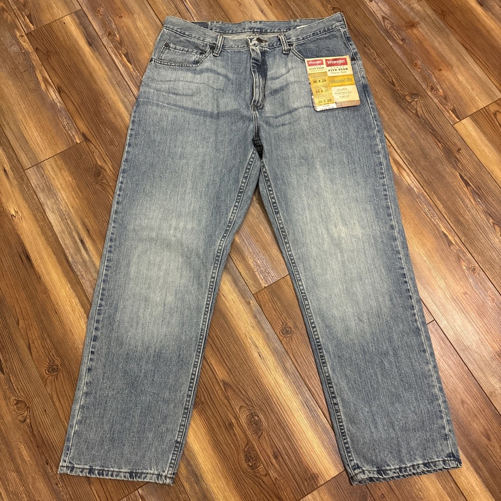 Wrangler Mens Relaxed Fit Jeans Straight Leg 36x29 Five Star Premium 97NCWBD NEW